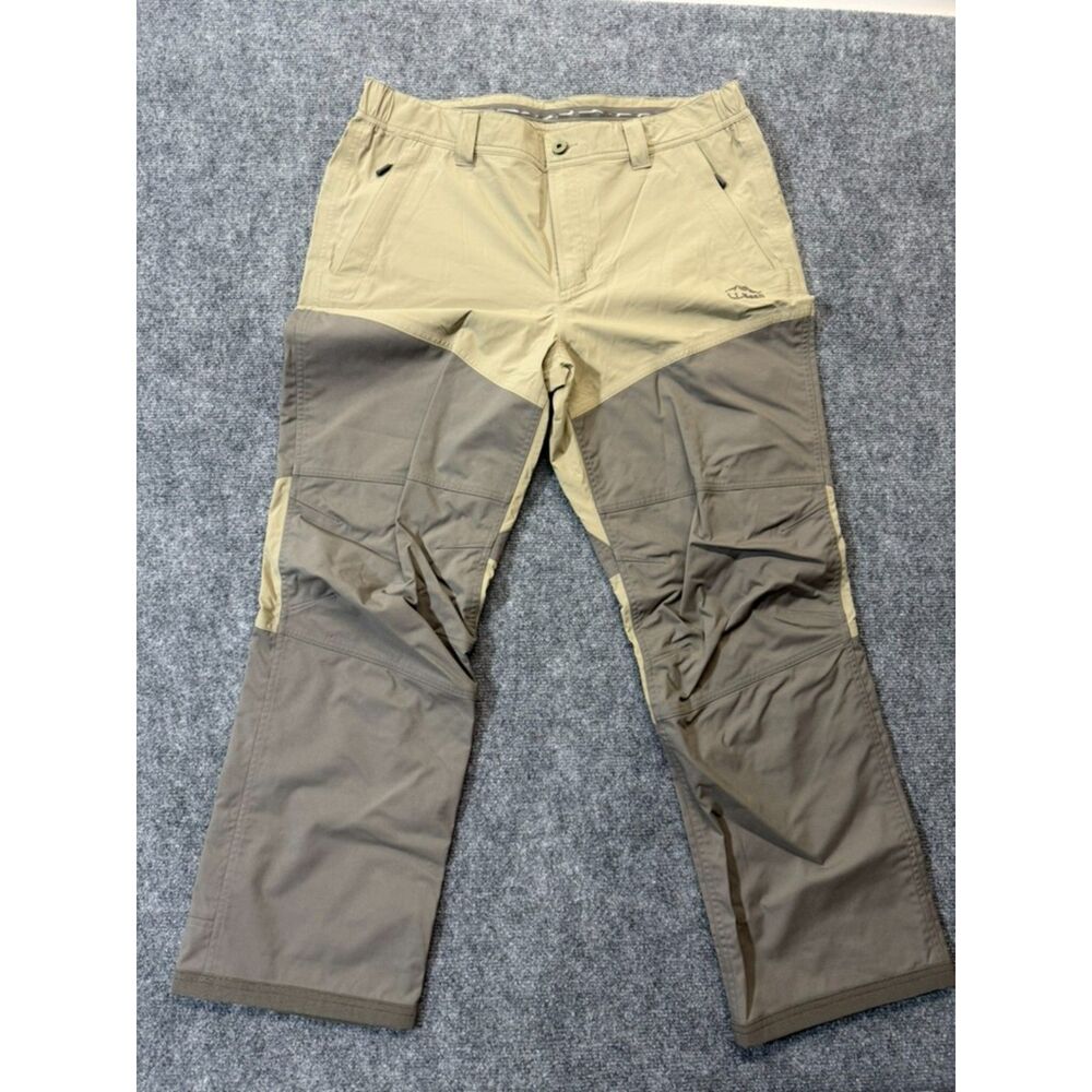 L.L.Bean Mens 36x29 Hiking Pants Nylon Khaki Brown Outdoor Trail Utility